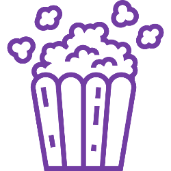 Icon einer Popcorntüte, stellvertretend für Kino und andere Freizeiteinrichtungen